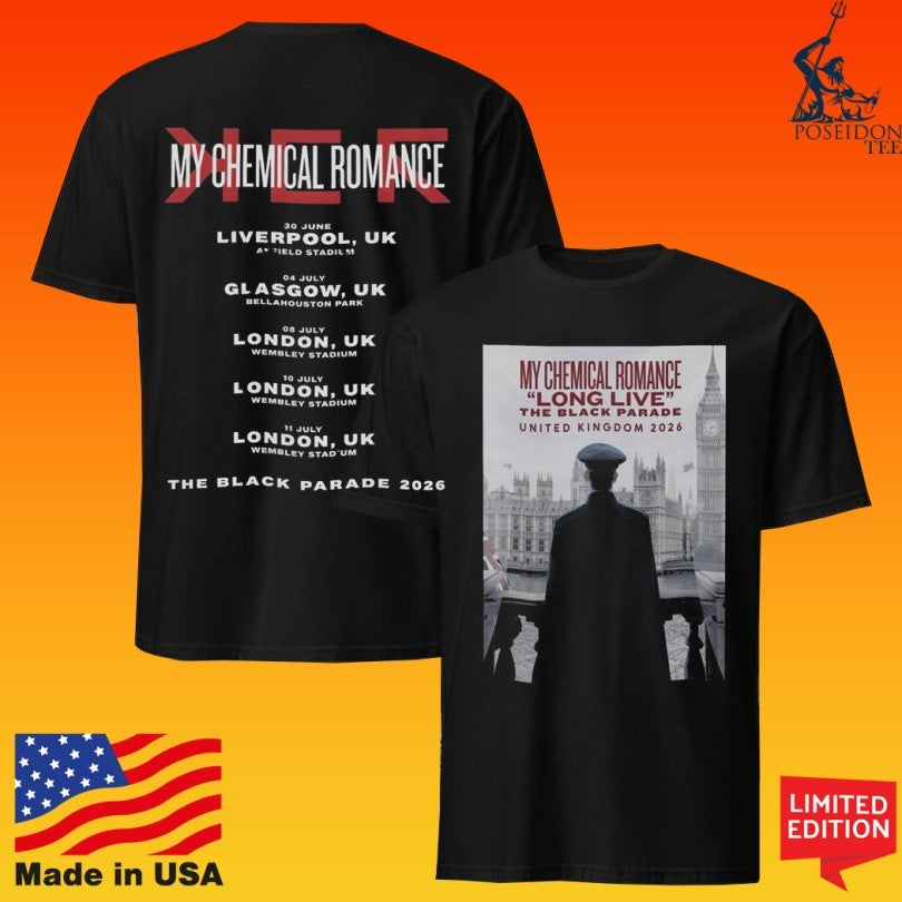 My Chemical Romance Long Live The Black Parade 2026 Tour Uk T-shirt Unisex T-shirt, Sweatshirt, Hoodie, Long Sleeve Tee - T-Shirt, Sweatshirt, Hoodie
