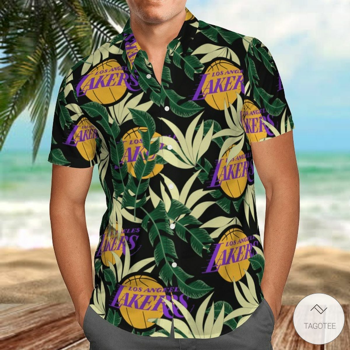 Nba Los Angeles Lakers Tropical Flowers Trendy Hawaiian Shirt V2 Aloha Shirt Unisex T-shirt, Sweatshirt, Hoodie, Long Sleeve Tee - T-Shirt, Sweatshirt, Hoodie