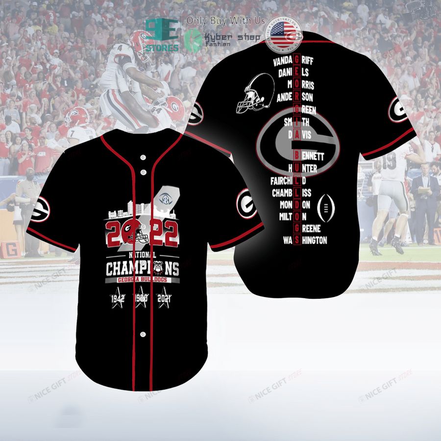 BEST NCAA Georgia Bulldogs 2022 National Champions Black Baseball Jersey Unisex T-shirt, Sweatshirt, Hoodie, Long Sleeve Tee - T-Shirt, Sweatshirt, Hoodie