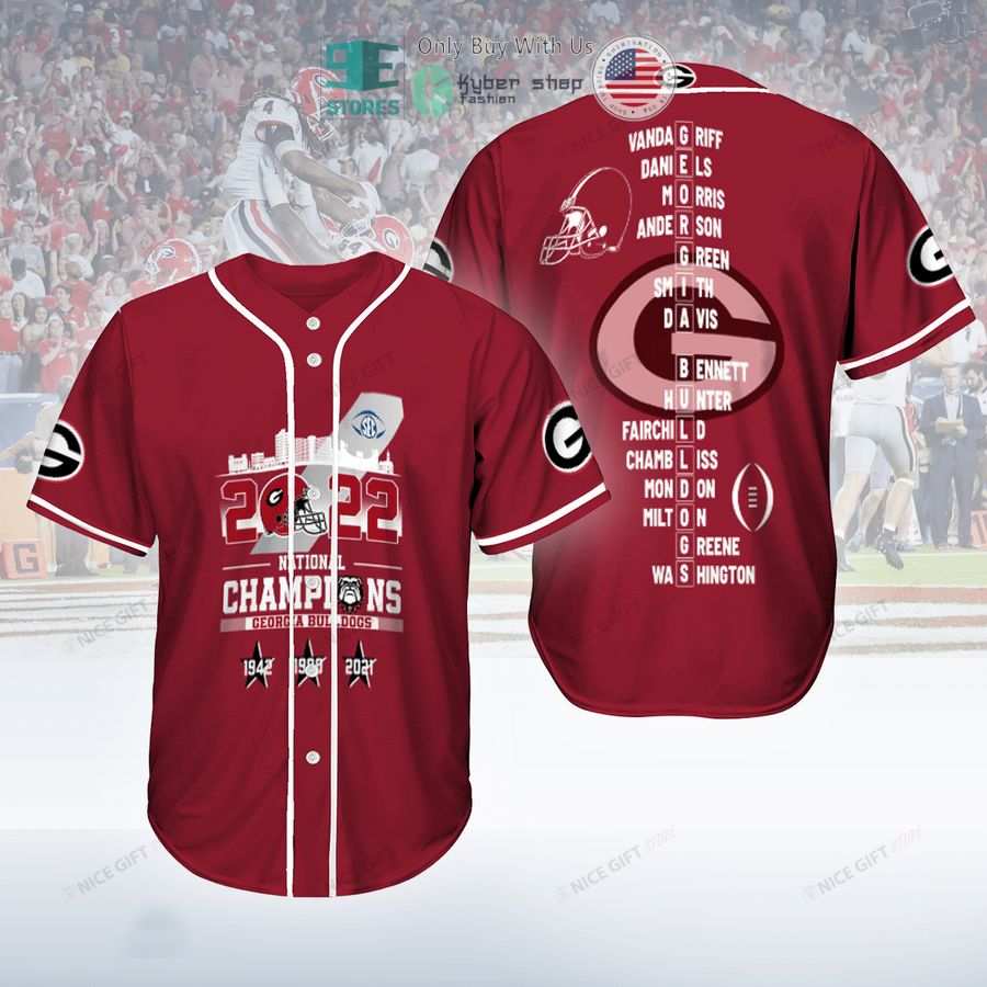 BEST NCAA Georgia Bulldogs 2022 National Champions Red Baseball Jersey Unisex T-shirt, Sweatshirt, Hoodie, Long Sleeve Tee - T-Shirt, Sweatshirt, Hoodie