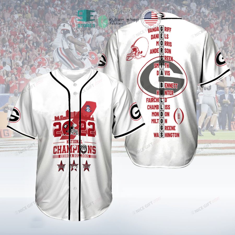 BEST NCAA Georgia Bulldogs 2022 National Champions White Baseball Jersey Unisex T-shirt, Sweatshirt, Hoodie, Long Sleeve Tee - T-Shirt, Sweatshirt, Hoodie
