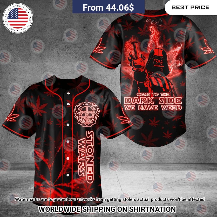 Neon Marijuana Starwars Darth Vader Baseball Jersey Unisex T-shirt, Sweatshirt, Hoodie, Long Sleeve Tee - T-Shirt, Sweatshirt, Hoodie