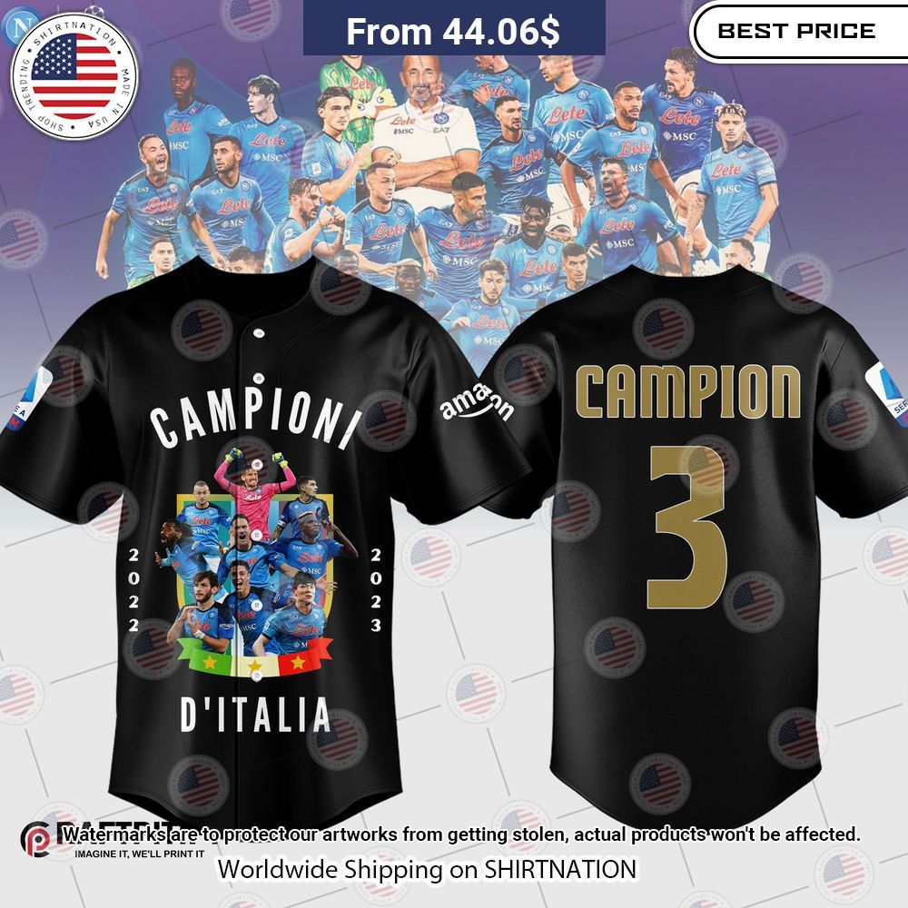NEW SSC Napoli Campione D'italia 2023 Baseball Jerseys Unisex T-shirt, Sweatshirt, Hoodie, Long Sleeve Tee - T-Shirt, Sweatshirt, Hoodie