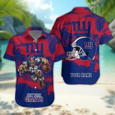 New York Giants Personalized Gridiron Warrior Hawaiian Shirt Unisex T-shirt, Sweatshirt, Hoodie, Long Sleeve Tee - T-Shirt, Sweatshirt, Hoodie