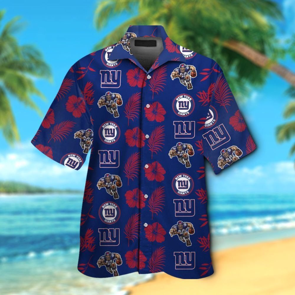 New York Giants Short Sleeve Button Up Tropical Hawaiian Shirt VER01 Unisex T-shirt, Sweatshirt, Hoodie, Long Sleeve Tee - T-Shirt, Sweatshirt, Hoodie