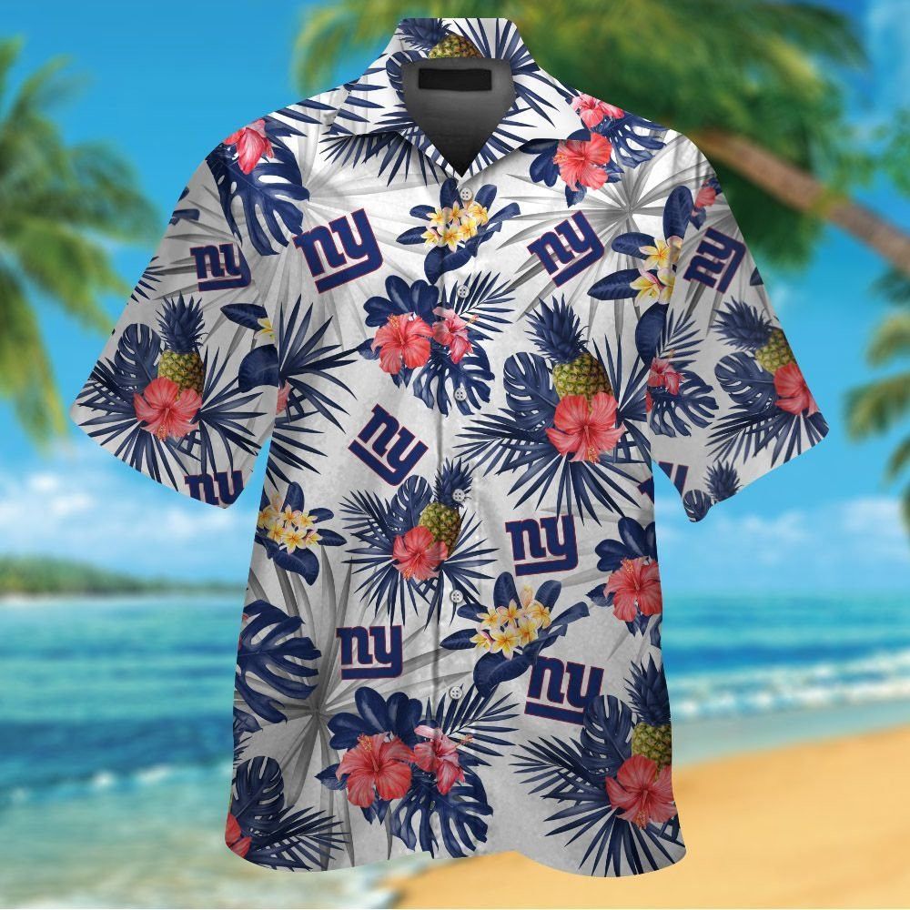 New York Giants Short Sleeve Button Up Tropical Hawaiian Shirt VER010 Unisex T-shirt, Sweatshirt, Hoodie, Long Sleeve Tee - T-Shirt, Sweatshirt, Hoodie