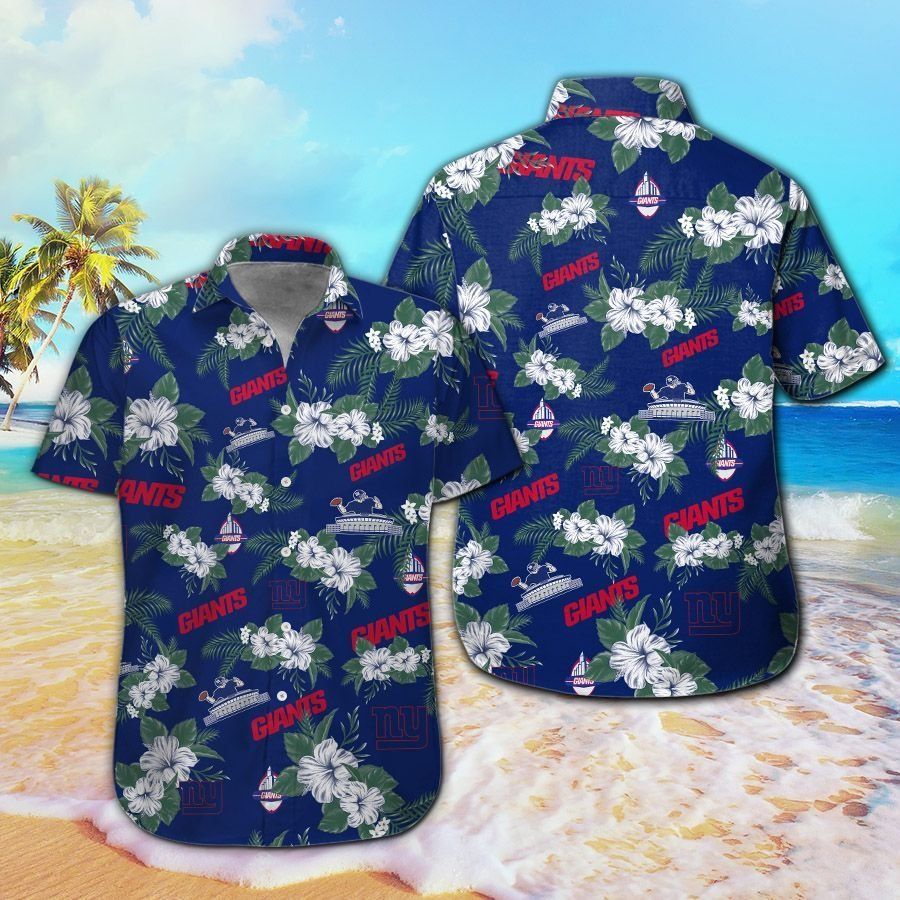 New York Giants Short Sleeve Button Up Tropical Hawaiian Shirt VER012 Unisex T-shirt, Sweatshirt, Hoodie, Long Sleeve Tee - T-Shirt, Sweatshirt, Hoodie