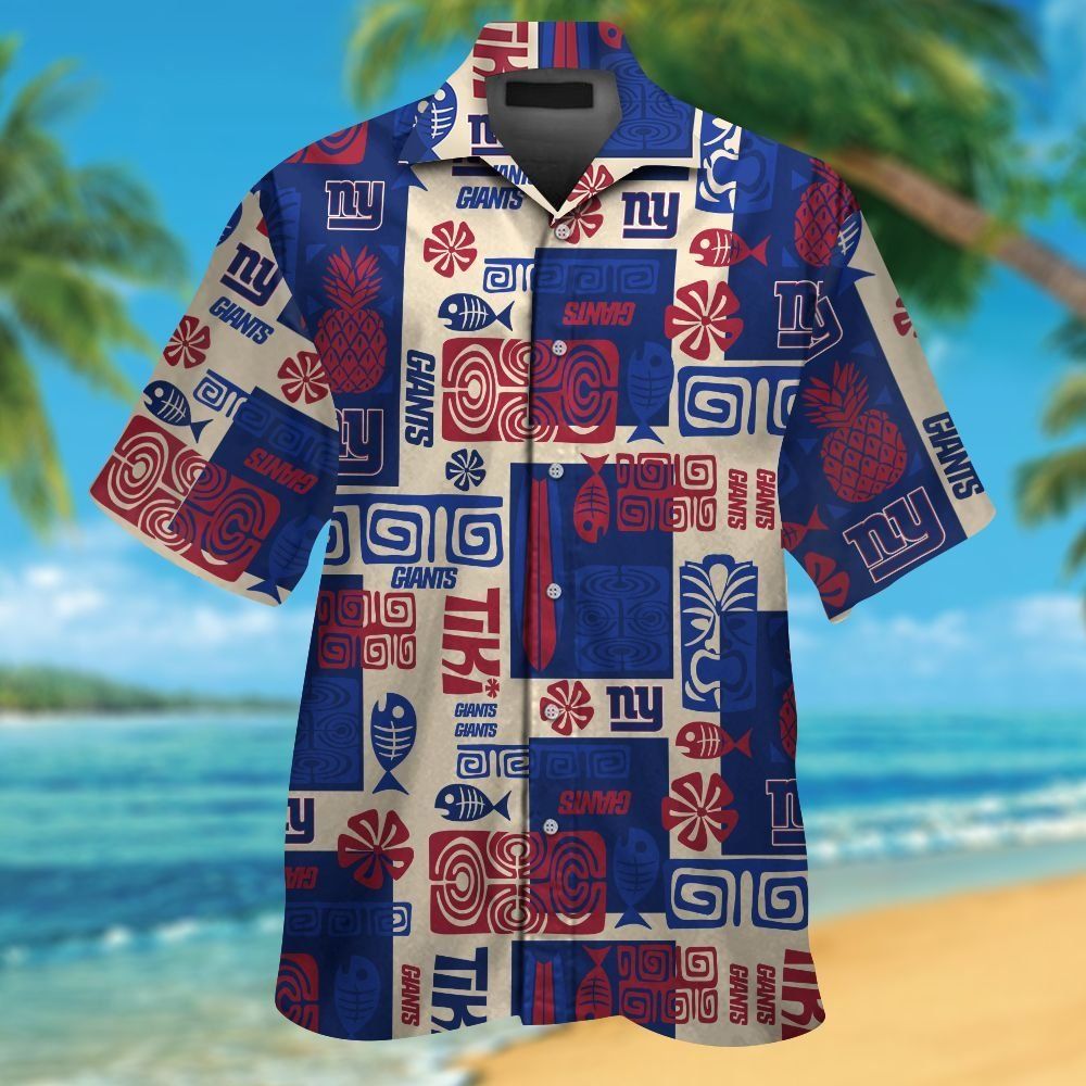 New York Giants Short Sleeve Button Up Tropical Hawaiian Shirt VER016 Unisex T-shirt, Sweatshirt, Hoodie, Long Sleeve Tee - T-Shirt, Sweatshirt, Hoodie