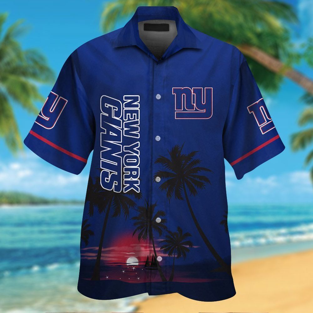 New York Giants Short Sleeve Button Up Tropical Hawaiian Shirt VER019 Unisex T-shirt, Sweatshirt, Hoodie, Long Sleeve Tee - T-Shirt, Sweatshirt, Hoodie