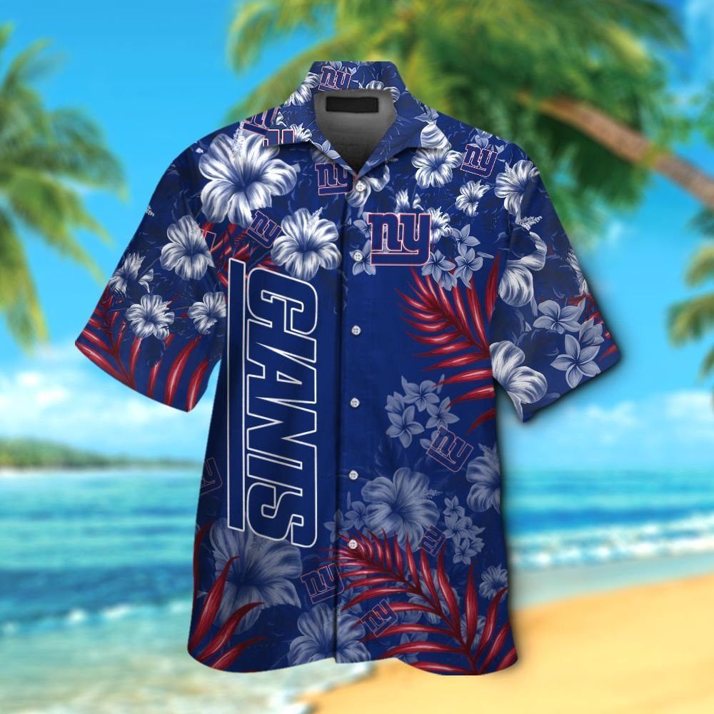 New York Giants Short Sleeve Button Up Tropical Hawaiian Shirt VER023 Unisex T-shirt, Sweatshirt, Hoodie, Long Sleeve Tee - T-Shirt, Sweatshirt, Hoodie