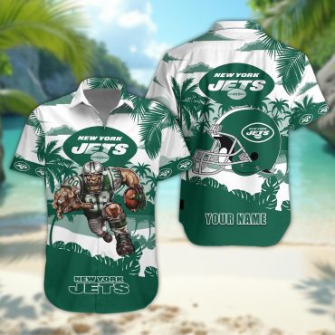 New York Jets Personalized Gridiron Warrior Hawaiian Shirt Unisex T-shirt, Sweatshirt, Hoodie, Long Sleeve Tee - T-Shirt, Sweatshirt, Hoodie