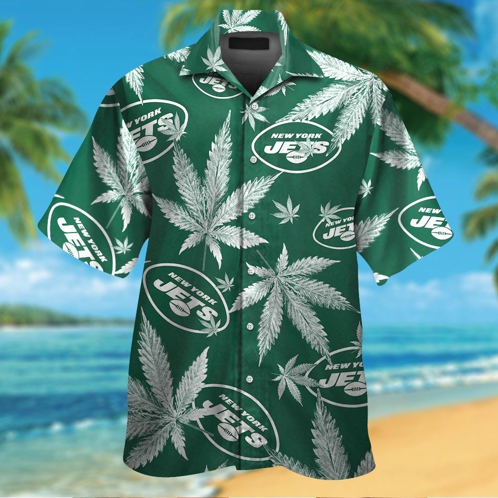 New York Jets Short Sleeve Button Up Tropical Hawaiian Shirt VER014 Unisex T-shirt, Sweatshirt, Hoodie, Long Sleeve Tee - T-Shirt, Sweatshirt, Hoodie