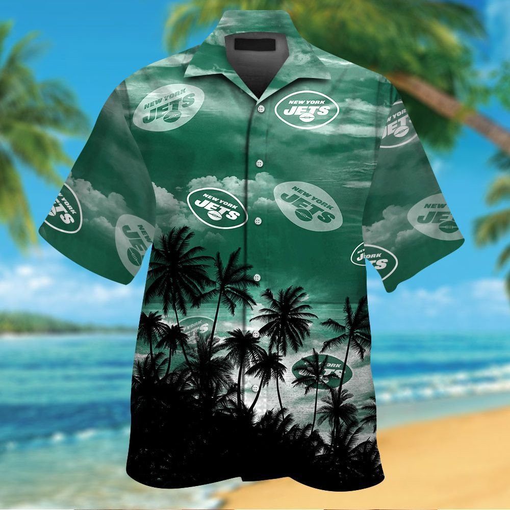 New York Jets Short Sleeve Button Up Tropical Hawaiian Shirt VER07 Unisex T-shirt, Sweatshirt, Hoodie, Long Sleeve Tee - T-Shirt, Sweatshirt, Hoodie