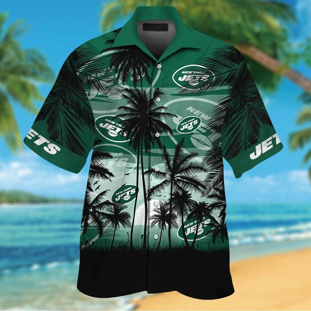 New York Jets Short Sleeve Button Up Tropical Shirt Hawaiian Shirt Unisex T-shirt, Sweatshirt, Hoodie, Long Sleeve Tee - T-Shirt, Sweatshirt, Hoodie