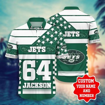 New York Jets Stars and Stripes Custom Hawaiian Shirt Unisex T-shirt, Sweatshirt, Hoodie, Long Sleeve Tee - T-Shirt, Sweatshirt, Hoodie