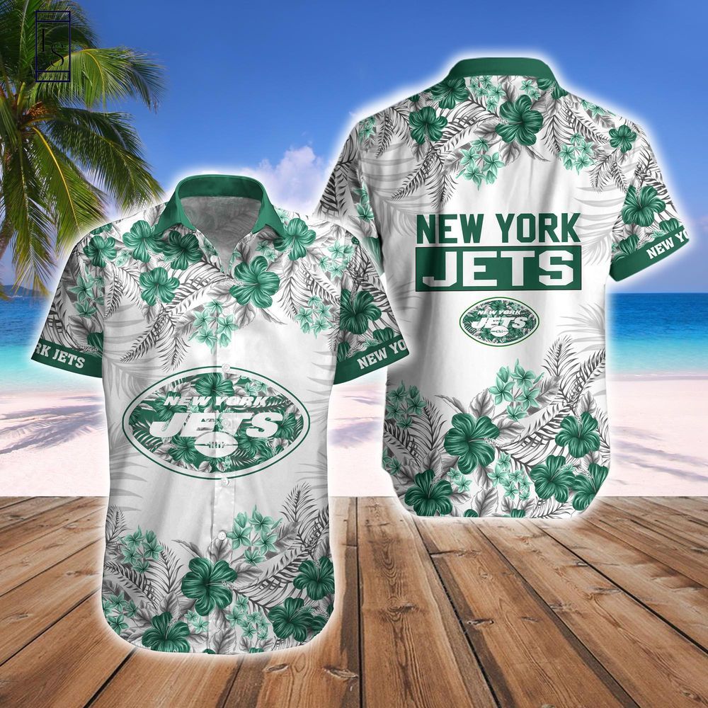 New York Jets Tropical Style Hawaiian Shirt Short Combo Set Unisex T-shirt, Sweatshirt, Hoodie, Long Sleeve Tee - T-Shirt, Sweatshirt, Hoodie