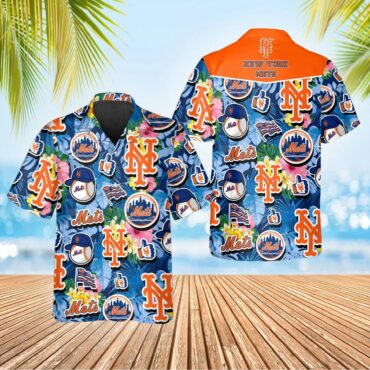 New York Mets Ocean Breeze Hawaiian Shirt Unisex T-shirt, Sweatshirt, Hoodie, Long Sleeve Tee - T-Shirt, Sweatshirt, Hoodie