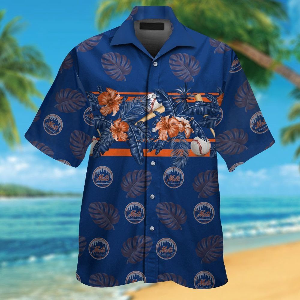 New York Mets Short Sleeve Button Up Tropical Hawaiian Shirt VER011 Unisex T-shirt, Sweatshirt, Hoodie, Long Sleeve Tee - T-Shirt, Sweatshirt, Hoodie