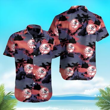 New York Yankees Beautiflul Sunset Palms Hawaiian Shirt Unisex T-shirt, Sweatshirt, Hoodie, Long Sleeve Tee - T-Shirt, Sweatshirt, Hoodie