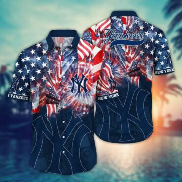 New York Yankees Fireworks Freedom Hawaiian Shirt Unisex T-shirt, Sweatshirt, Hoodie, Long Sleeve Tee - T-Shirt, Sweatshirt, Hoodie