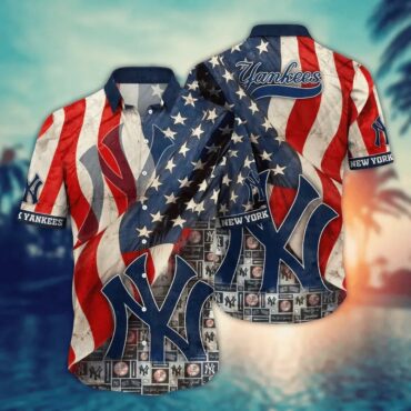 New York Yankees Heritage Flag Hawaiian Shirt Unisex T-shirt, Sweatshirt, Hoodie, Long Sleeve Tee - T-Shirt, Sweatshirt, Hoodie