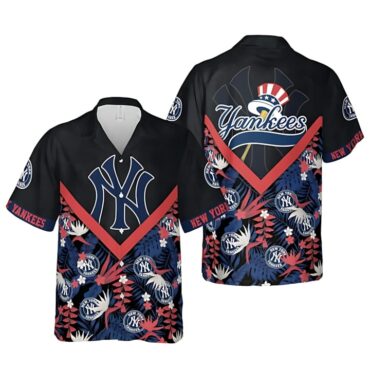 New York Yankees Island Vibes Chevron Hawaiian Shirt Unisex T-shirt, Sweatshirt, Hoodie, Long Sleeve Tee - T-Shirt, Sweatshirt, Hoodie