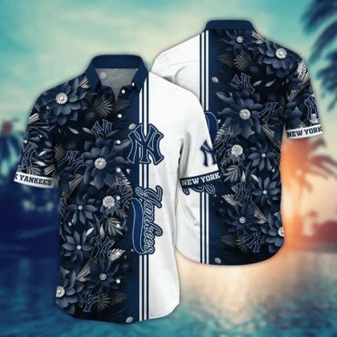 New York Yankees Midnight Floral Hawaiian Shirt Unisex T-shirt, Sweatshirt, Hoodie, Long Sleeve Tee - T-Shirt, Sweatshirt, Hoodie