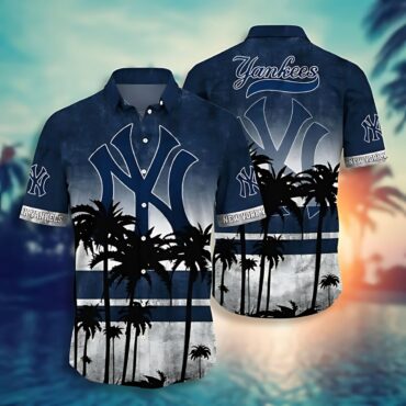 New York Yankees Sunset island view Hawaiian Shirt Unisex T-shirt, Sweatshirt, Hoodie, Long Sleeve Tee - T-Shirt, Sweatshirt, Hoodie