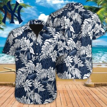 New York Yankees Tropical Leaf Classic Hawaiian Shirt Unisex T-shirt, Sweatshirt, Hoodie, Long Sleeve Tee - T-Shirt, Sweatshirt, Hoodie