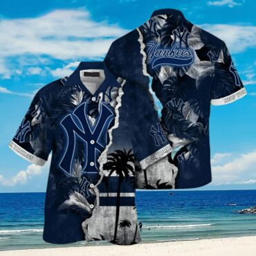 New York Yankees Tropical Storm Hawaiian Shirt Unisex T-shirt, Sweatshirt, Hoodie, Long Sleeve Tee - T-Shirt, Sweatshirt, Hoodie