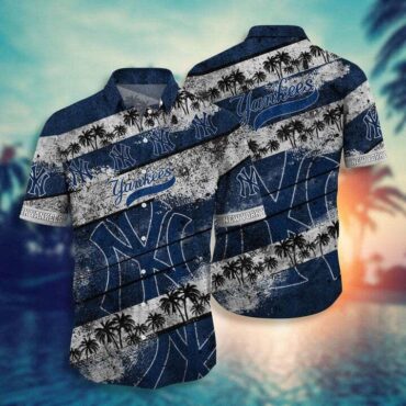 New York Yankees Tropical Stripes Hawaiian Shirt Unisex T-shirt, Sweatshirt, Hoodie, Long Sleeve Tee - T-Shirt, Sweatshirt, Hoodie