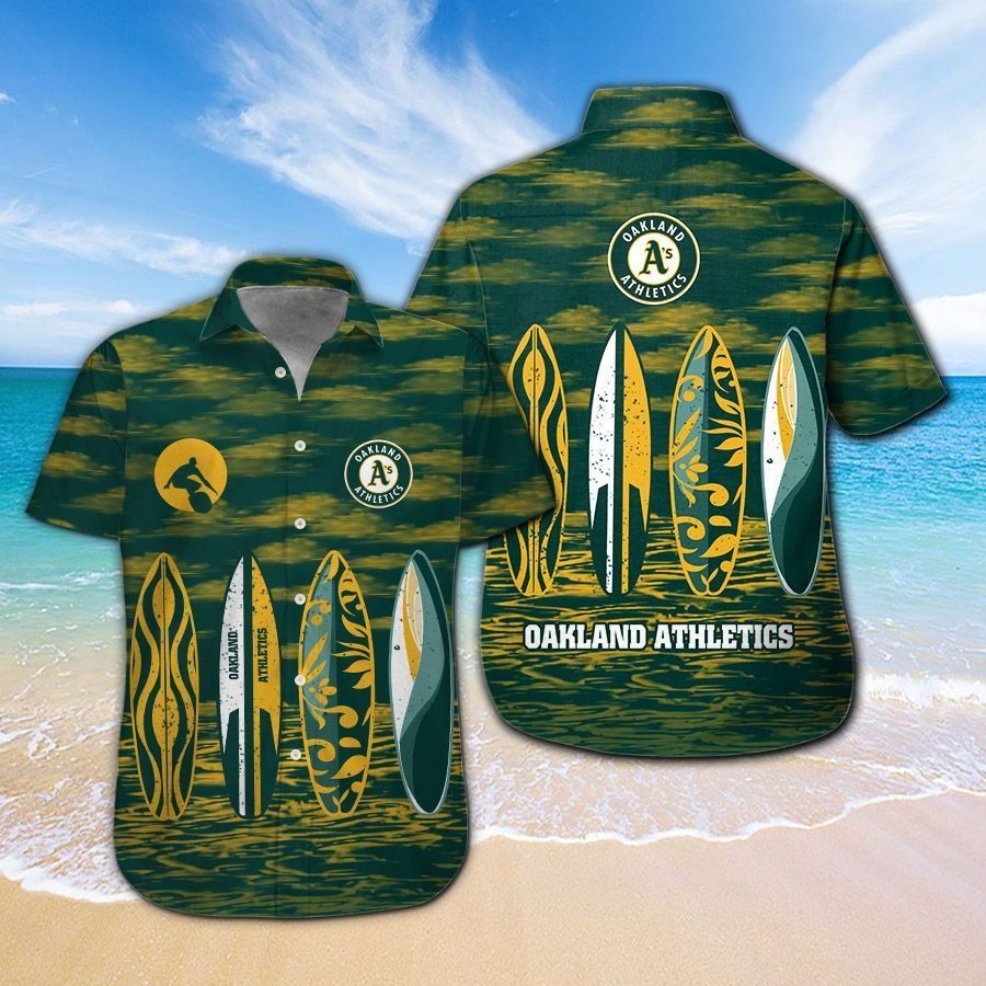 Oakland Athletics Short Sleeve Button Up Tropical Hawaiian Shirt VER09 Unisex T-shirt, Sweatshirt, Hoodie, Long Sleeve Tee - T-Shirt, Sweatshirt, Hoodie