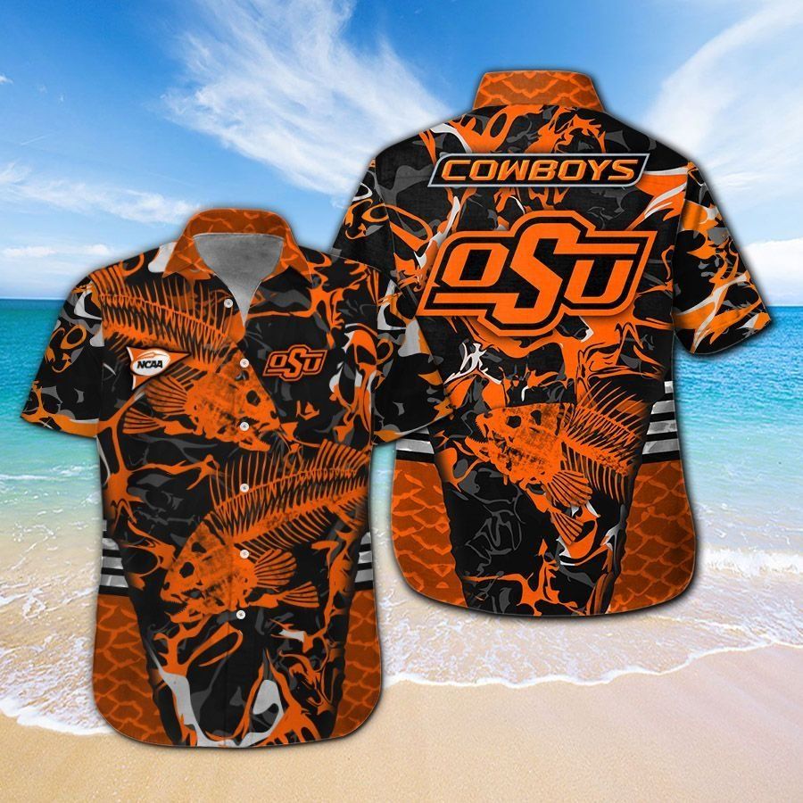 Oklahoma State Cowboys Fishing Short Sleeve Button Up Tropical Hawaiian Shirt Unisex T-shirt, Sweatshirt, Hoodie, Long Sleeve Tee - T-Shirt, Sweatshirt, Hoodie