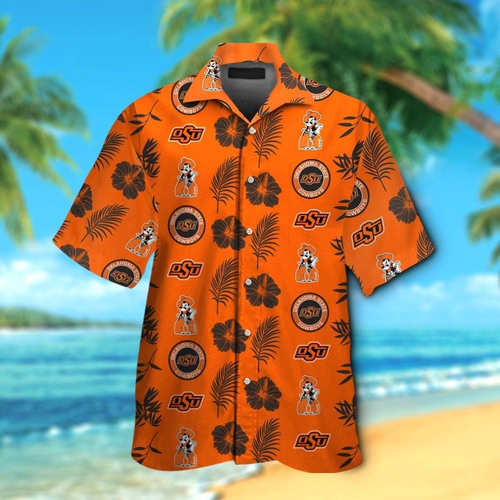 Oklahoma State Cowboys Short Sleeve Button Up Tropical Hawaiian Shirt VER01 Unisex T-shirt, Sweatshirt, Hoodie, Long Sleeve Tee - T-Shirt, Sweatshirt, Hoodie