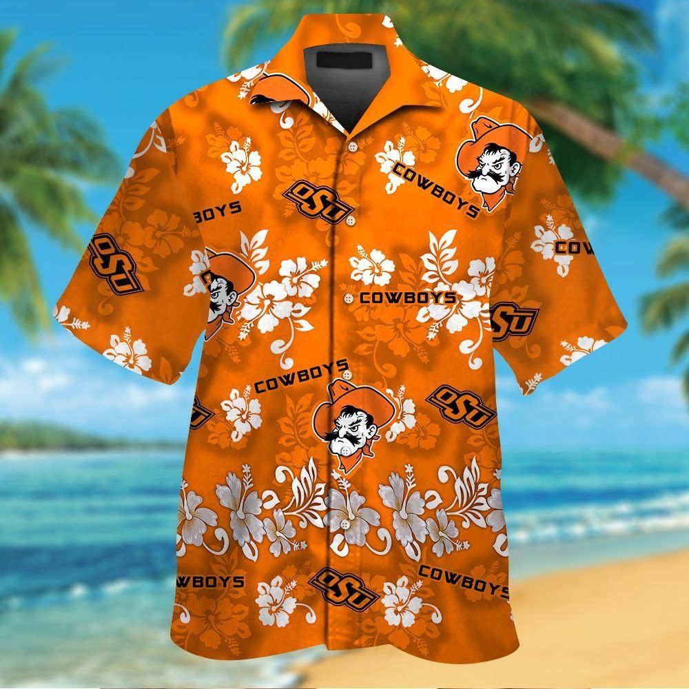 Oklahoma State Cowboys Short Sleeve Button Up Tropical Hawaiian Shirt VER010 Unisex T-shirt, Sweatshirt, Hoodie, Long Sleeve Tee - T-Shirt, Sweatshirt, Hoodie