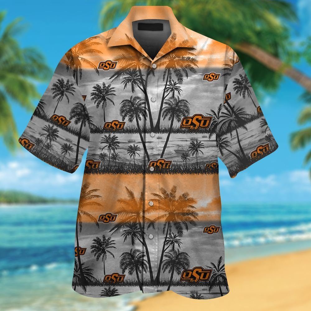 Oklahoma State Cowboys Short Sleeve Button Up Tropical Hawaiian Shirt VER011 Unisex T-shirt, Sweatshirt, Hoodie, Long Sleeve Tee - T-Shirt, Sweatshirt, Hoodie