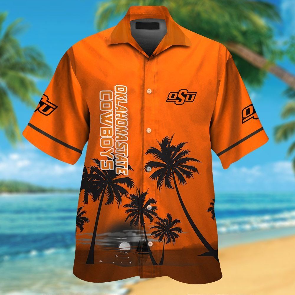 Oklahoma State Cowboys Short Sleeve Button Up Tropical Hawaiian Shirt VER015 Unisex T-shirt, Sweatshirt, Hoodie, Long Sleeve Tee - T-Shirt, Sweatshirt, Hoodie