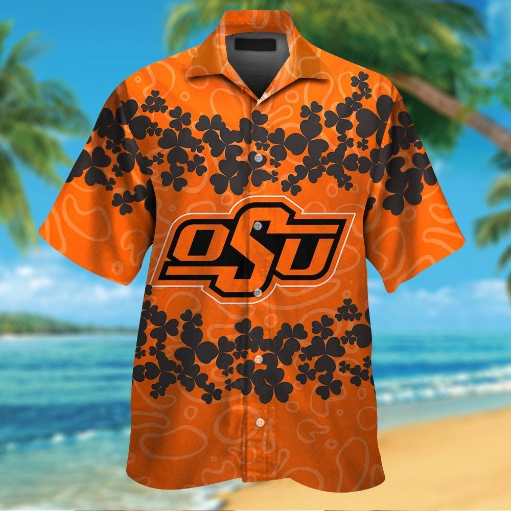 Oklahoma State Cowboys Short Sleeve Button Up Tropical Hawaiian Shirt VER016 Unisex T-shirt, Sweatshirt, Hoodie, Long Sleeve Tee - T-Shirt, Sweatshirt, Hoodie