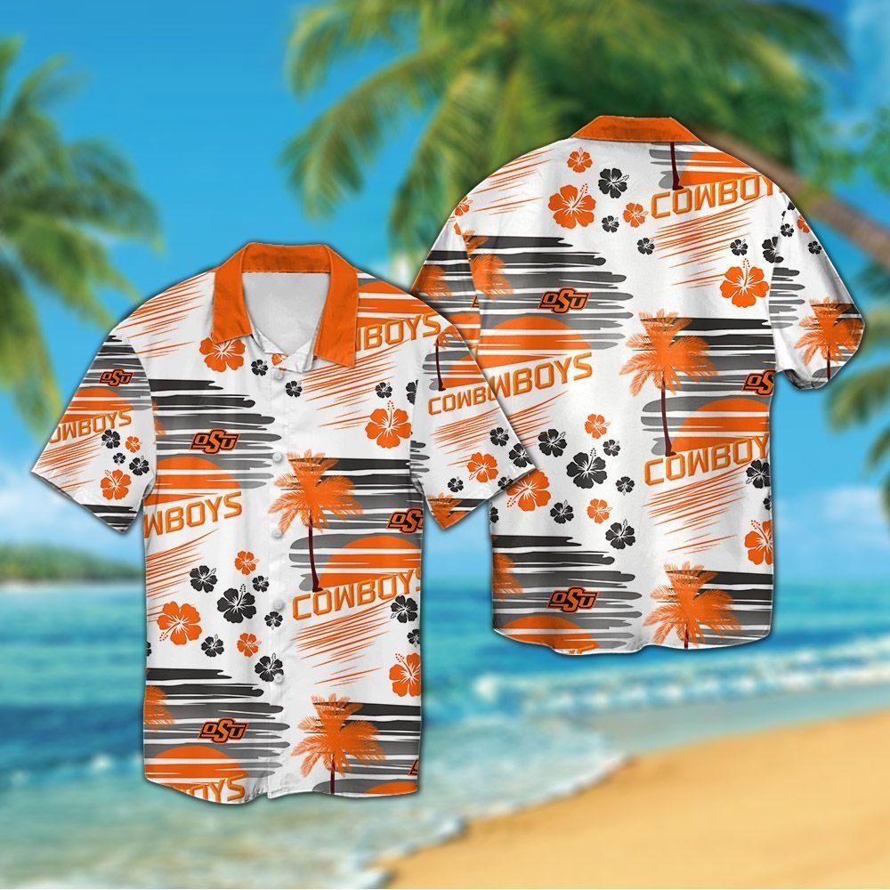 Oklahoma State Cowboys Short Sleeve Button Up Tropical Hawaiian Shirt VER018 Unisex T-shirt, Sweatshirt, Hoodie, Long Sleeve Tee - T-Shirt, Sweatshirt, Hoodie