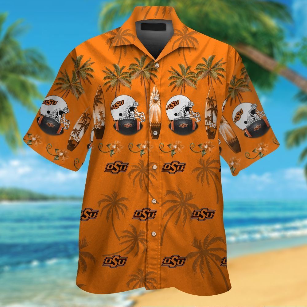 Oklahoma State Cowboys Short Sleeve Button Up Tropical Hawaiian Shirt VER019 Unisex T-shirt, Sweatshirt, Hoodie, Long Sleeve Tee - T-Shirt, Sweatshirt, Hoodie
