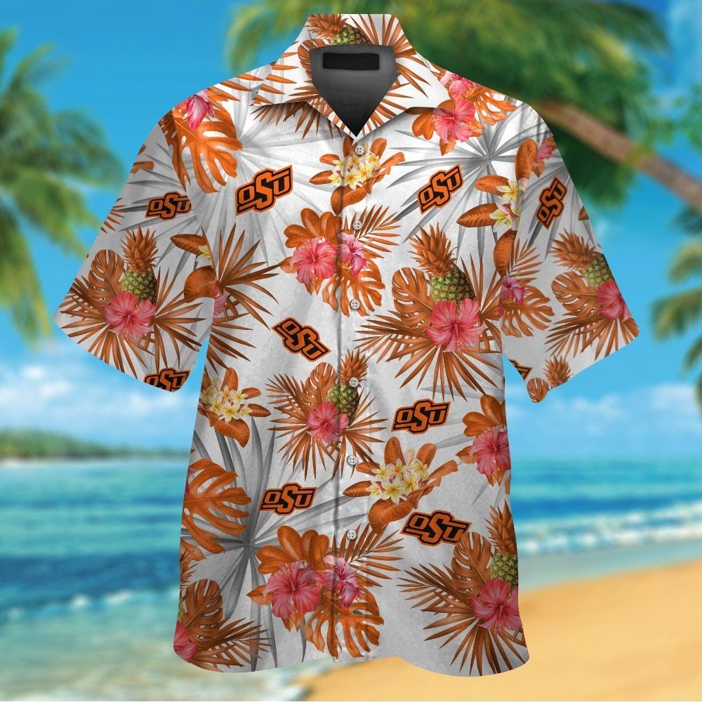 Oklahoma State Cowboys Short Sleeve Button Up Tropical Hawaiian Shirt VER02 Unisex T-shirt, Sweatshirt, Hoodie, Long Sleeve Tee - T-Shirt, Sweatshirt, Hoodie