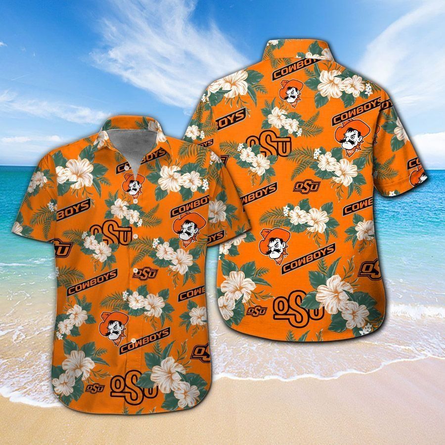 Oklahoma State Cowboys Short Sleeve Button Up Tropical Hawaiian Shirt VER021 Unisex T-shirt, Sweatshirt, Hoodie, Long Sleeve Tee - T-Shirt, Sweatshirt, Hoodie