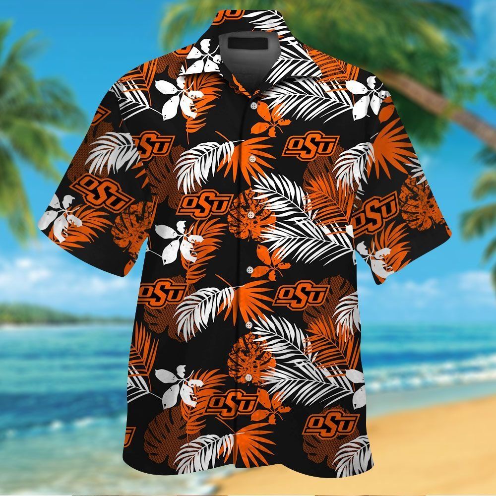Oklahoma State Cowboys Short Sleeve Button Up Tropical Hawaiian Shirt VER023 Unisex T-shirt, Sweatshirt, Hoodie, Long Sleeve Tee - T-Shirt, Sweatshirt, Hoodie
