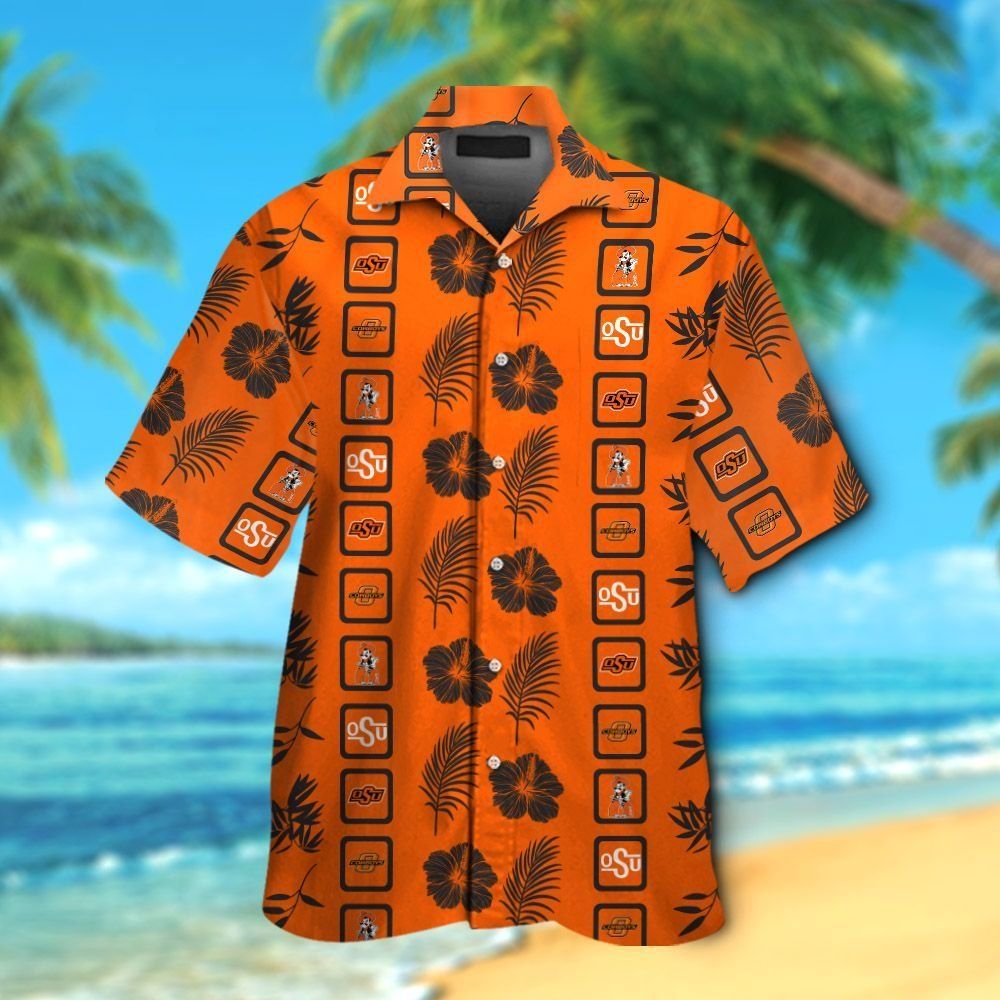 Oklahoma State Cowboys Short Sleeve Button Up Tropical Hawaiian Shirt VER024 Unisex T-shirt, Sweatshirt, Hoodie, Long Sleeve Tee - T-Shirt, Sweatshirt, Hoodie