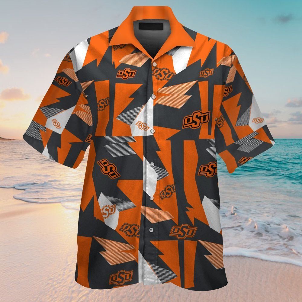 Oklahoma State Cowboys Short Sleeve Button Up Tropical Hawaiian Shirt VER025 Unisex T-shirt, Sweatshirt, Hoodie, Long Sleeve Tee - T-Shirt, Sweatshirt, Hoodie