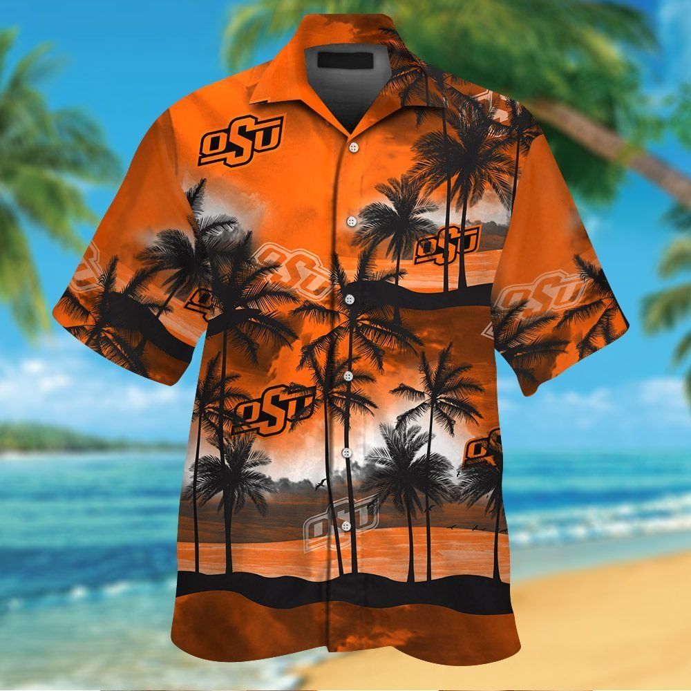 Oklahoma State Cowboys Short Sleeve Button Up Tropical Hawaiian Shirt VER026 Unisex T-shirt, Sweatshirt, Hoodie, Long Sleeve Tee - T-Shirt, Sweatshirt, Hoodie