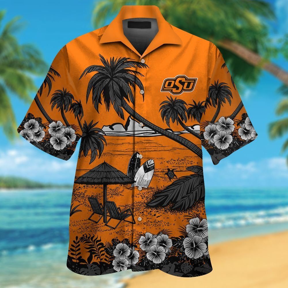 Oklahoma State Cowboys Short Sleeve Button Up Tropical Hawaiian Shirt VER027 Unisex T-shirt, Sweatshirt, Hoodie, Long Sleeve Tee - T-Shirt, Sweatshirt, Hoodie