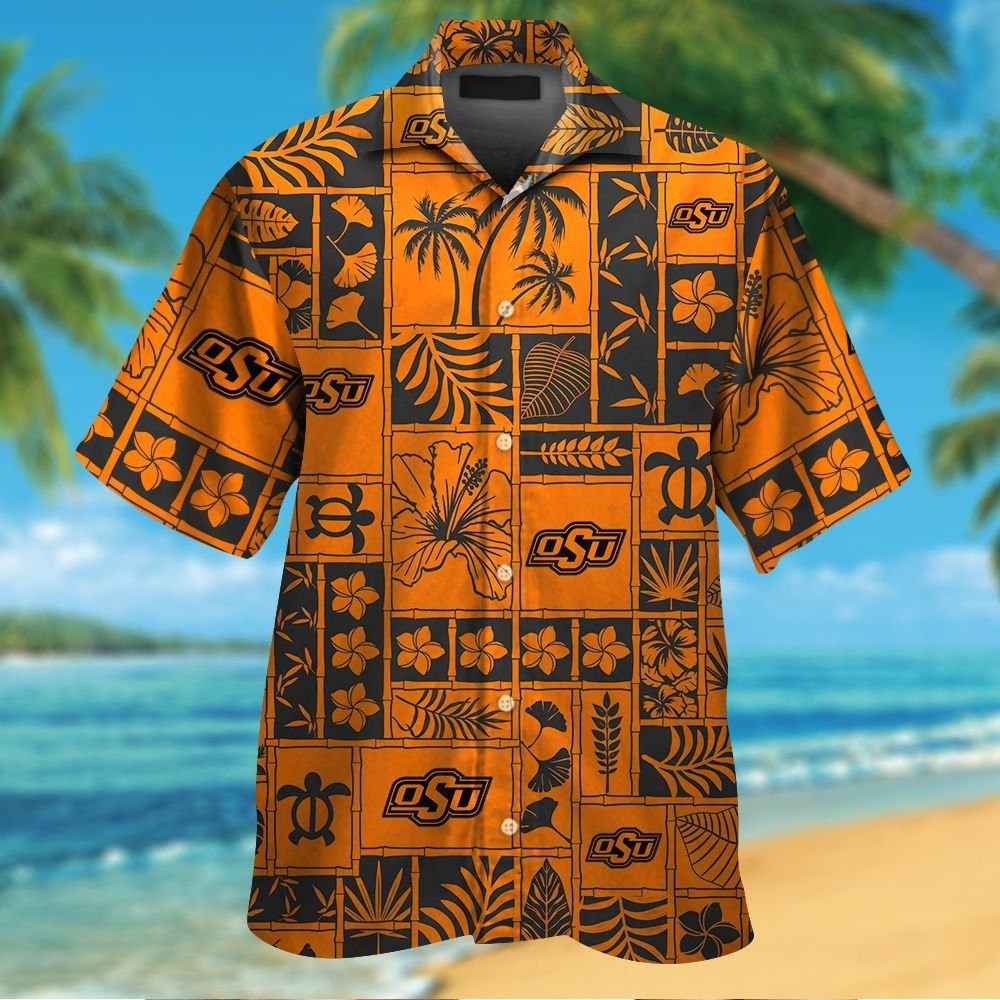 Oklahoma State Cowboys Short Sleeve Button Up Tropical Hawaiian Shirt VER028 Unisex T-shirt, Sweatshirt, Hoodie, Long Sleeve Tee - T-Shirt, Sweatshirt, Hoodie