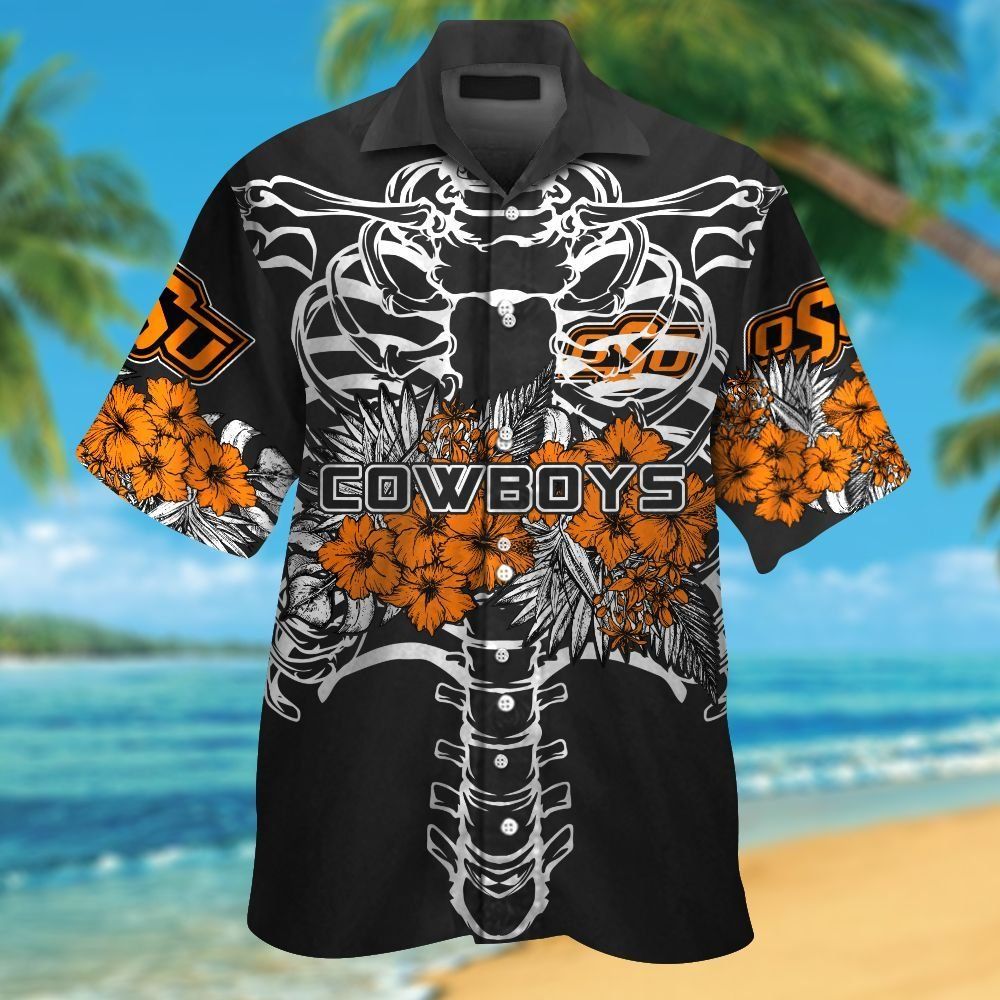 Oklahoma State Cowboys Short Sleeve Button Up Tropical Hawaiian Shirt VER03 Unisex T-shirt, Sweatshirt, Hoodie, Long Sleeve Tee - T-Shirt, Sweatshirt, Hoodie
