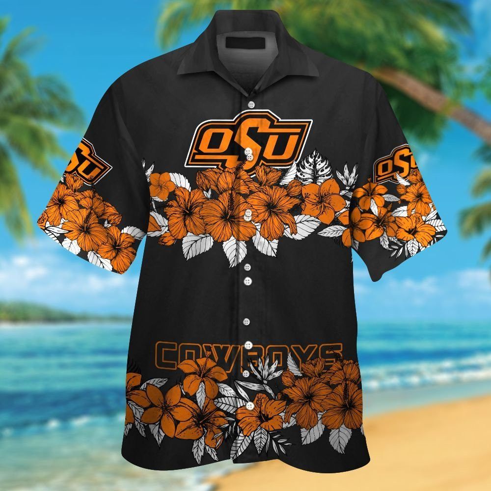 Oklahoma State Cowboys Short Sleeve Button Up Tropical Hawaiian Shirt VER030 Unisex T-shirt, Sweatshirt, Hoodie, Long Sleeve Tee - T-Shirt, Sweatshirt, Hoodie